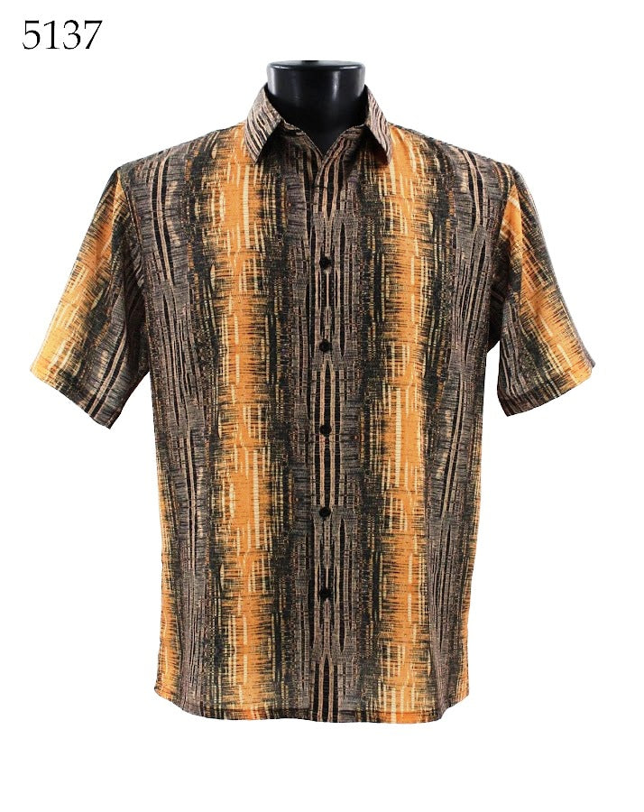 Bassiri Short Sleeve Button Down Casual Printed Shirts 5137