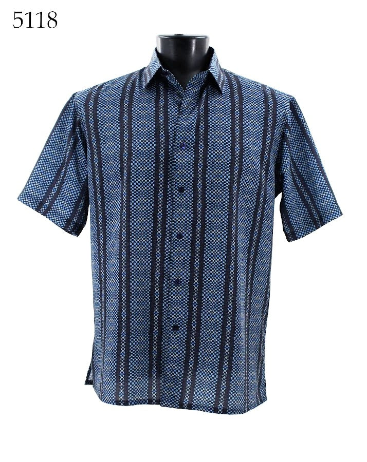 Bassiri Short Sleeve Button Down Casual Printed Shirts 5118