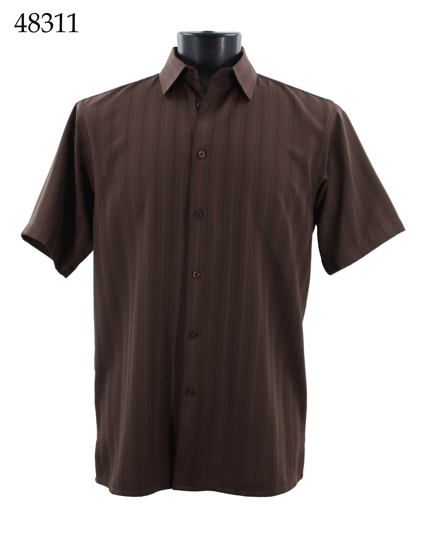 Bassiri Tone-on-Tone Short Sleeve Shirts 48311