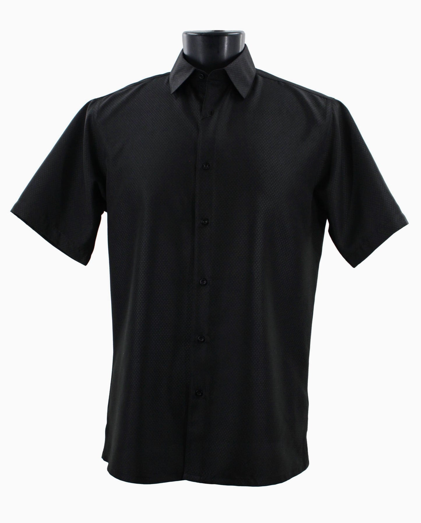 Bassiri Tone-on-Tone Short Sleeve Shirts Black