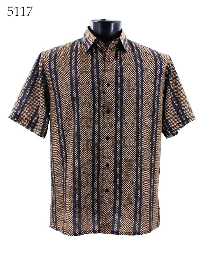 Bassiri Short Sleeve Button Down Casual Printed Shirts 5117