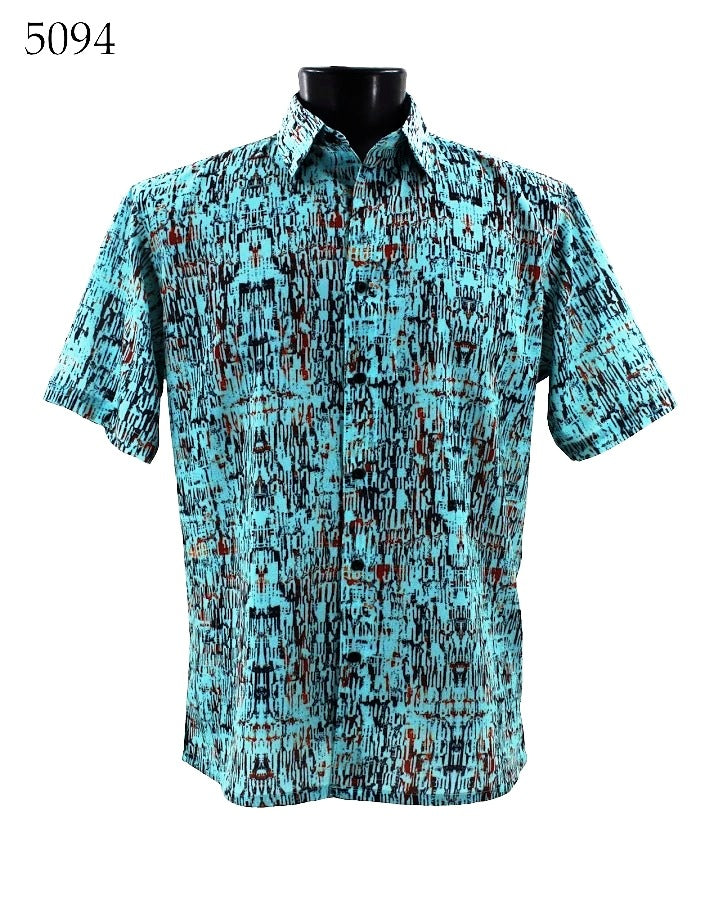 Bassiri Short Sleeve Button Down Casual Printed Shirts 5094