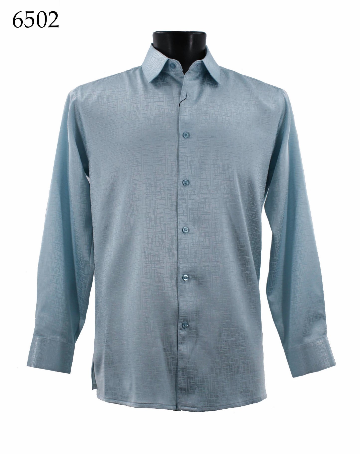 Bassiri Tone-on-Tone Long Sleeve Button Down Casual Printed Shirt 6502