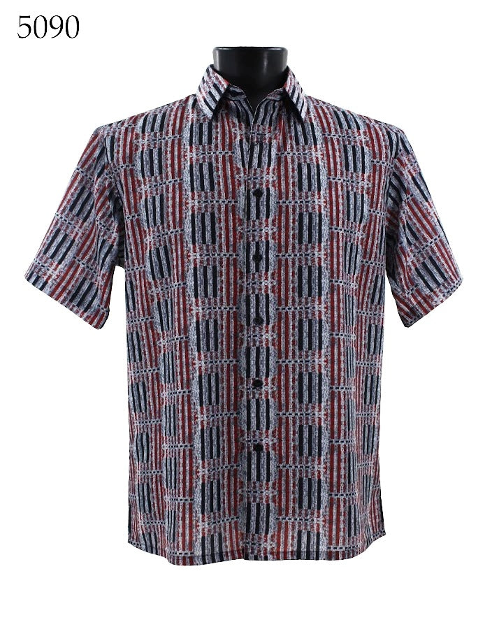 Bassiri Short Sleeve Button Down Casual Printed Shirts 5090