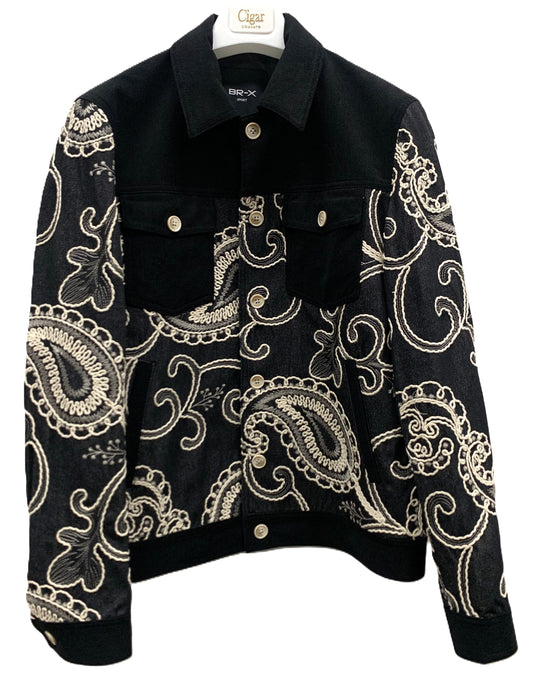 Cigar Jacket Set BRX-712 BLACK – Paisley Embroidered Set