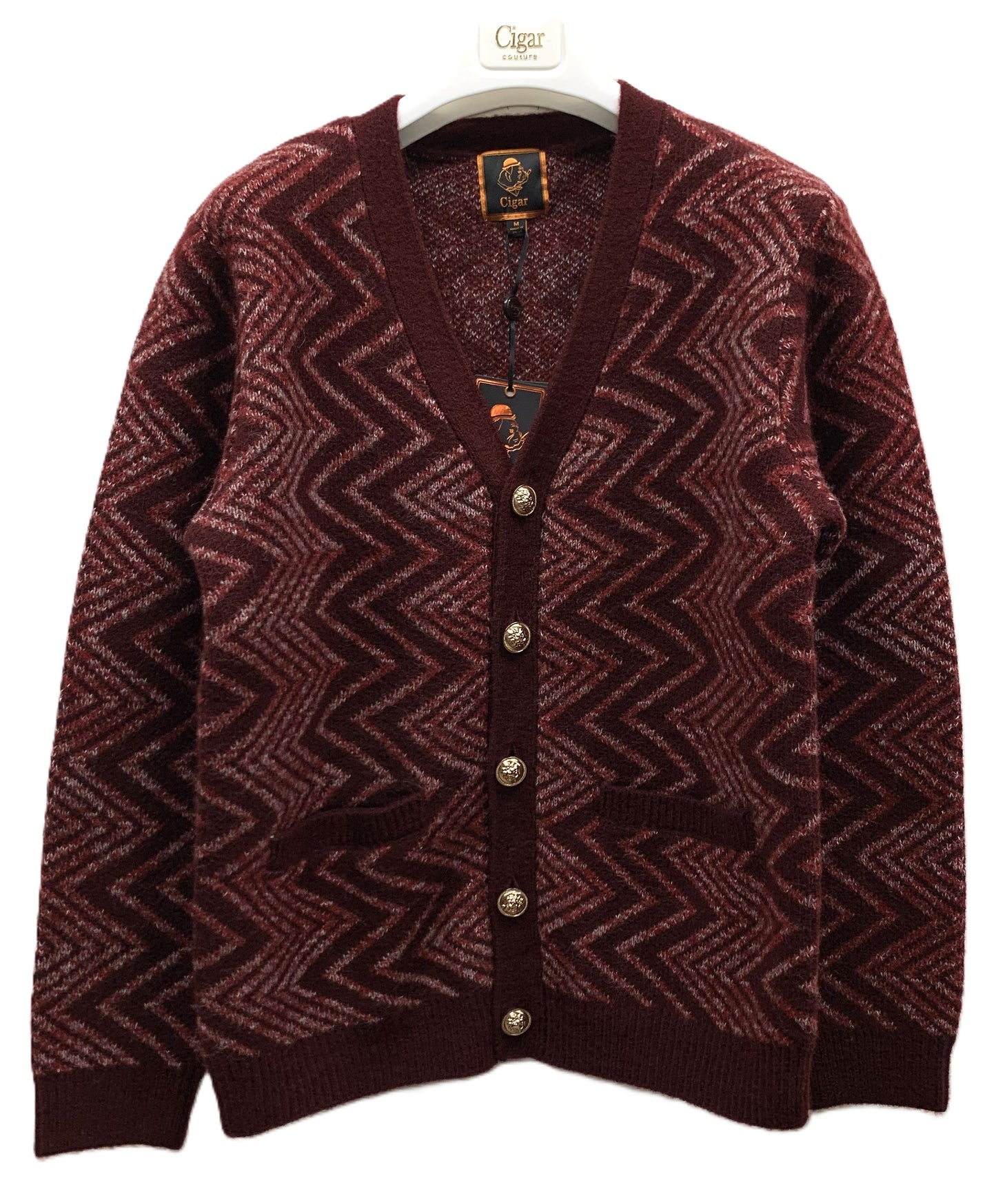 Cigar Pattern Knit Cardigan – Style #CRG-1560 WINE