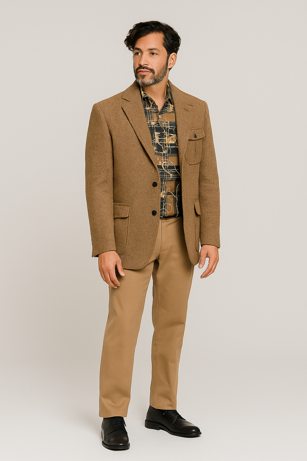 Khaki Blazer & Signature Print Shirt Set – Cigar x Prestige