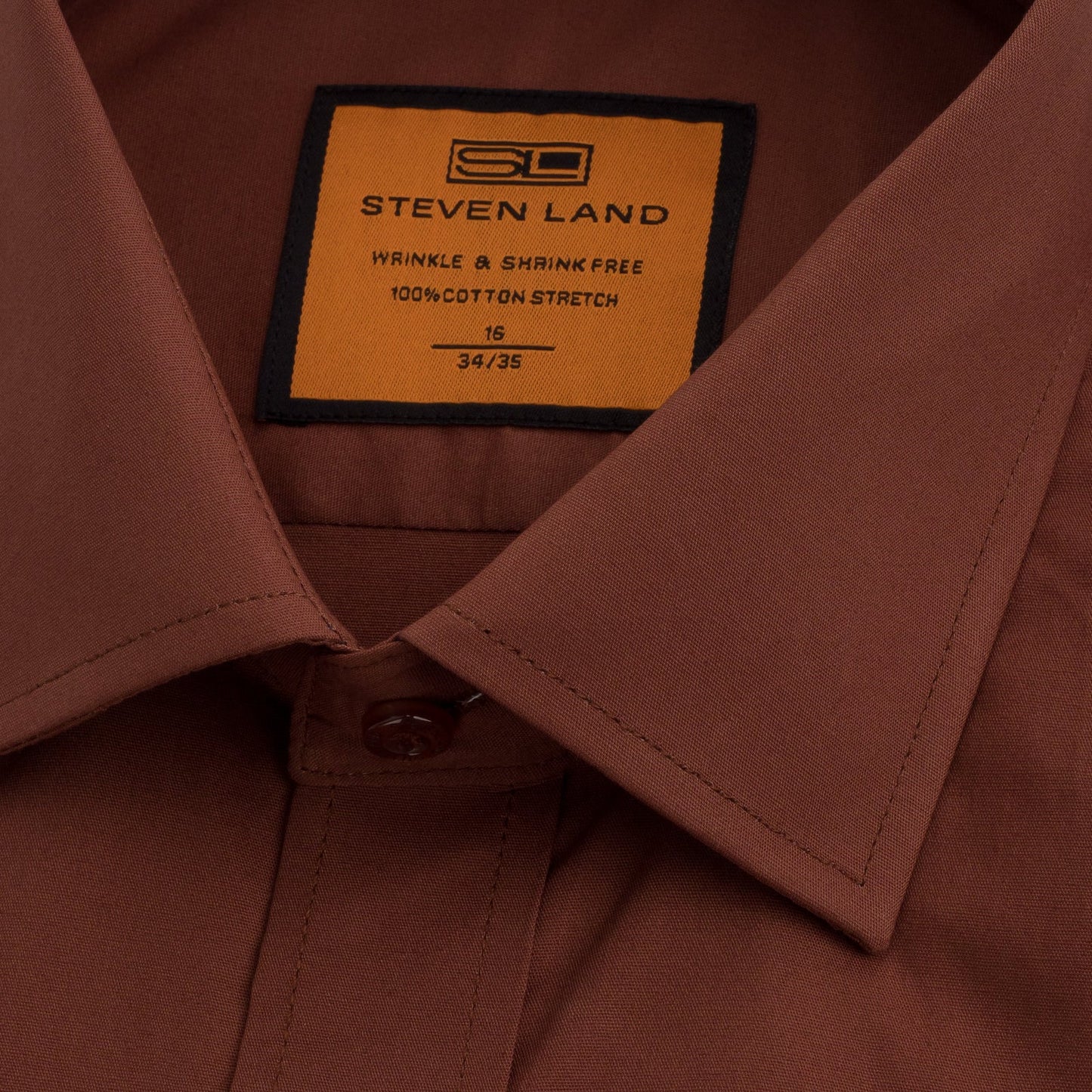 STEVEN LAND POPLIN FRENCH CUFF SHIRT 100% COTTON - BROWN