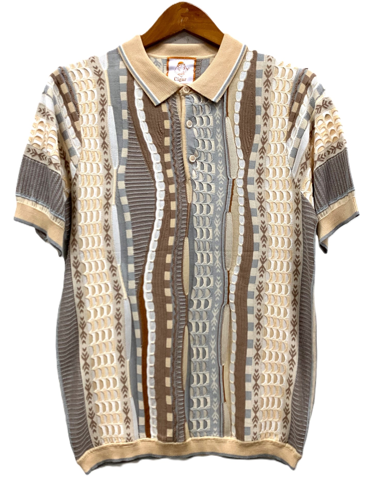 Cigar Couture Men's Polo Knit Short Sleeve Sport Shirt - PJ 1518 SAND