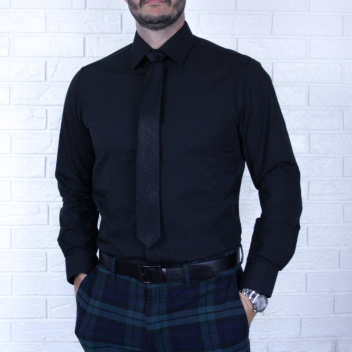 Arturo Modern Fit Long Sleeve Dress Shirt Black 18.5 34/35 Arturo Modern Fit Long Sleeve Dress Shirt Black 18.5 34/35