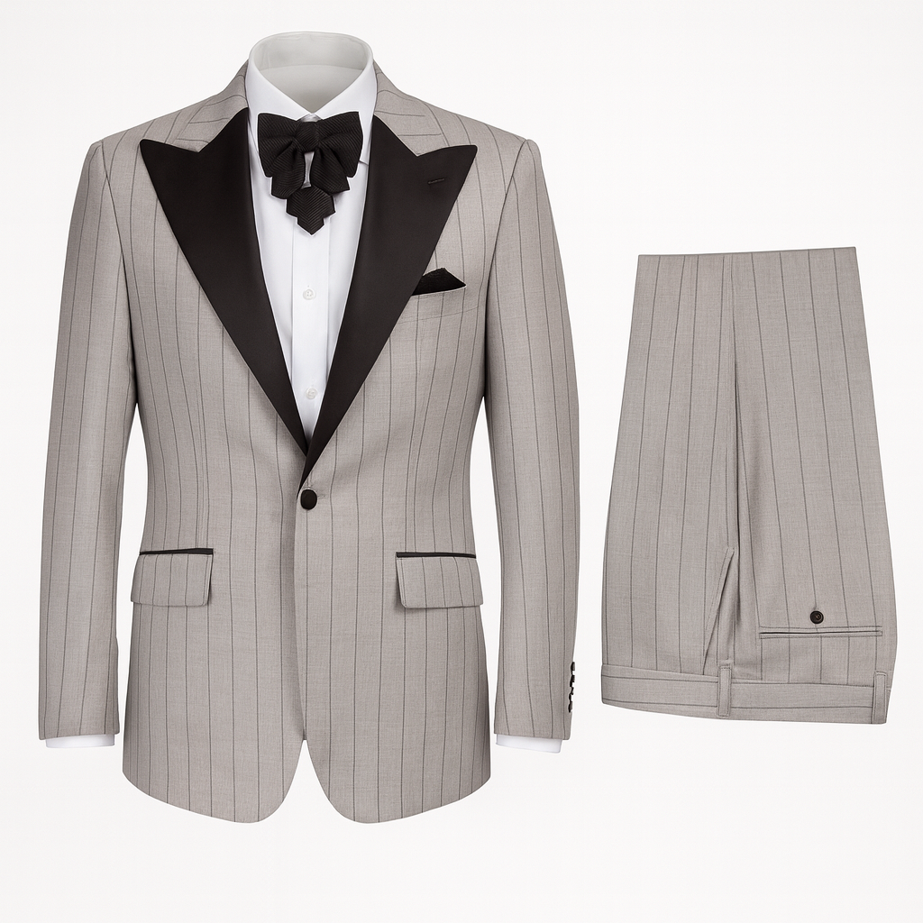 Sergio Valentino Silver Pinstripe Peak Lapel Tuxedo