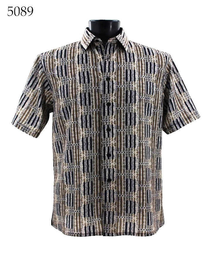 Bassiri Short Sleeve Button Down Casual Printed Shirts 5089
