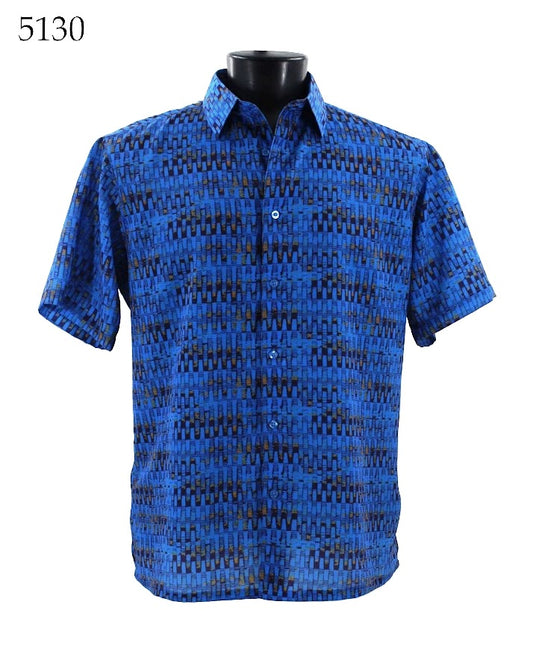 Bassiri Short Sleeve Button Down Casual Printed Shirts 5130