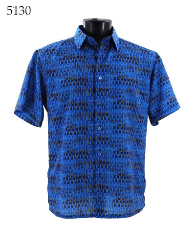 Bassiri Short Sleeve Button Down Casual Printed Shirts 5130