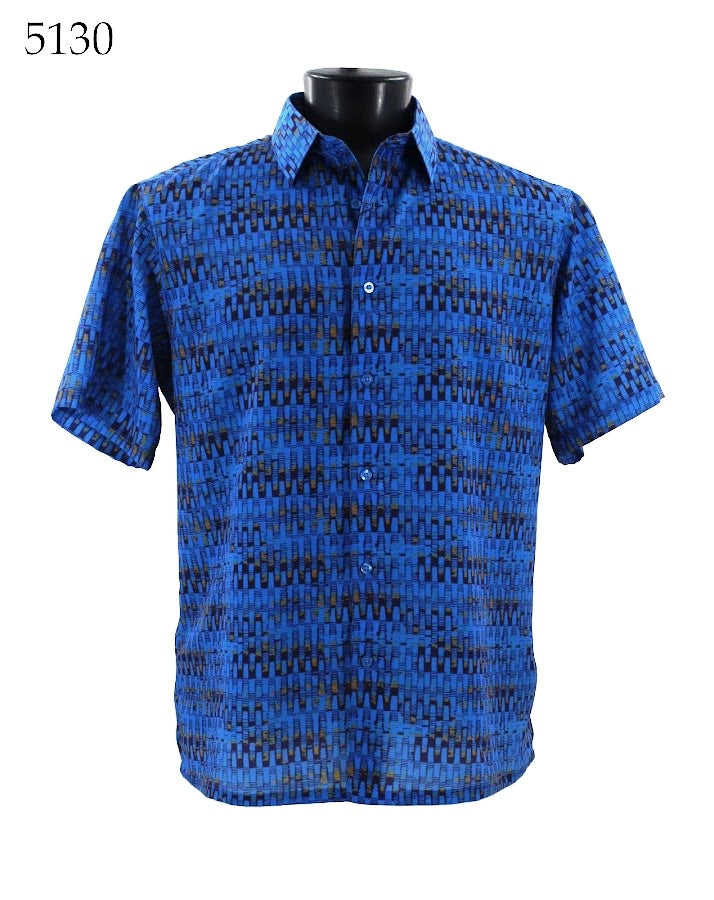 Bassiri Short Sleeve Button Down Casual Printed Shirts 5130