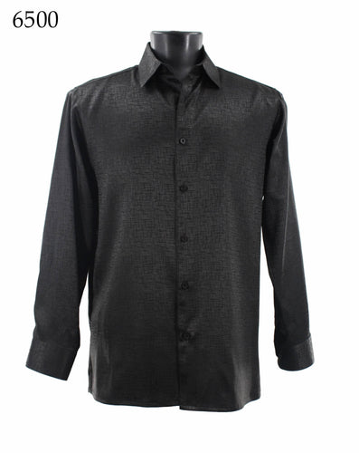 Bassiri Tone-on-Tone Long Sleeve Button Down Casual Printed Shirt 6500
