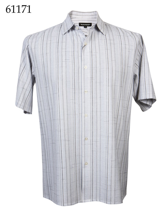 Bassiri Tone-on-Tone Short Sleeve Shirts 61171