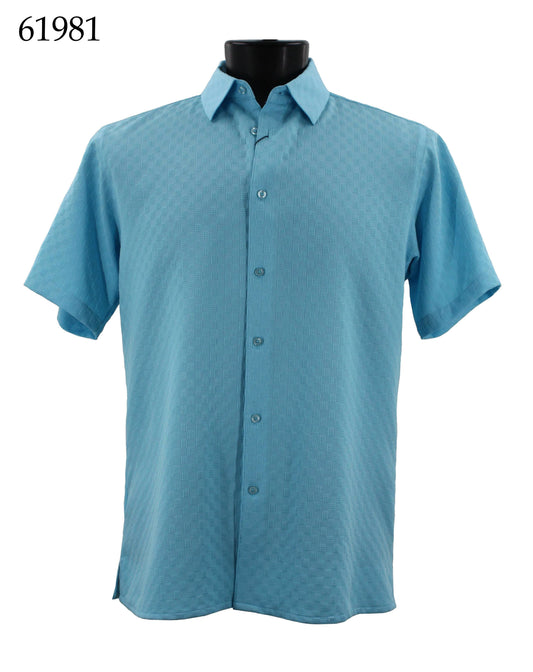 Bassiri Tone-on-Tone Short Sleeve Shirts 61981