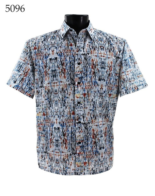 Bassiri Short Sleeve Button Down Casual Printed Shirts 5096