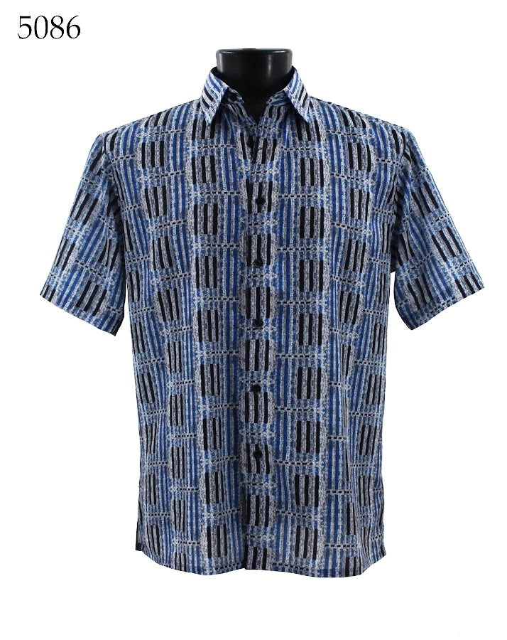 Bassiri Short Sleeve Button Down Casual Printed Shirts 5086