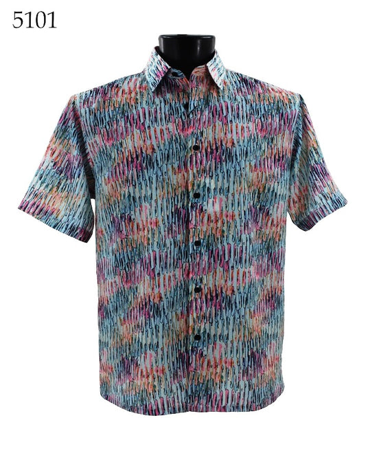 Bassiri Short Sleeve Button Down Casual Printed Shirts 5101