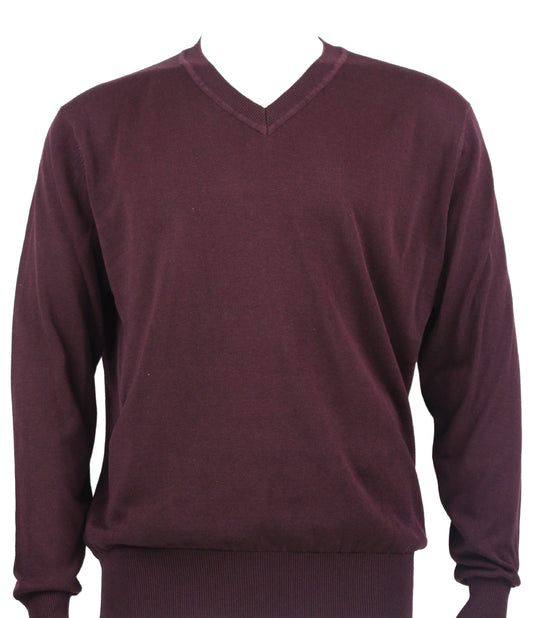 Bassiri Long Sleeve V‑Neck Sweater Style 627 Plum