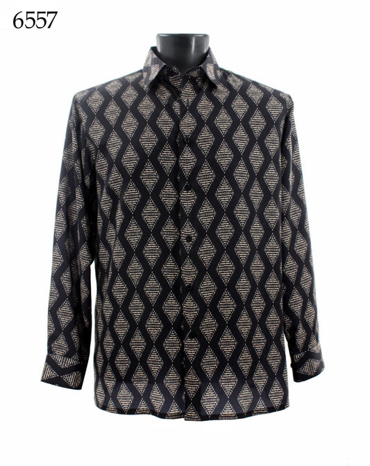 Bassiri Long Sleeve Button Down Casual Printed Shirts 6557