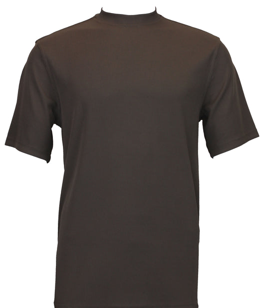 Bassiri Short Sleeve Mock Neck T-Shirt Style #218 Brown