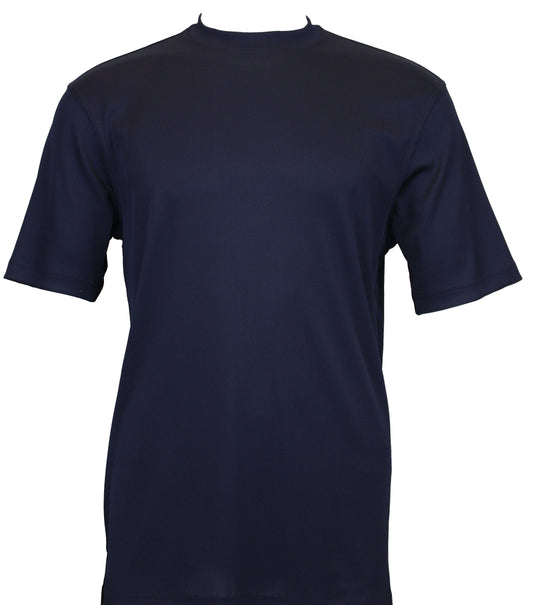 Bassiri Short Sleeve Mock Neck T-Shirt Style #218 Navy