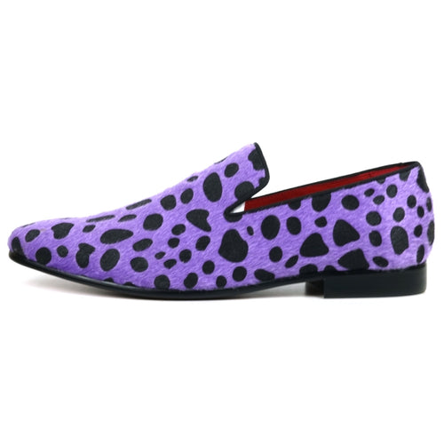 FI-7532 Black Purple Leopard Print Pony Hair Slip On Loafer Fiesso by Aurelio Garcia