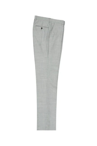 Light Gray Herringbone Flat Front Wool Dress Pant 2560 by Tiglio Luxe 12A005