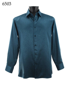 Bassiri Tone-on-Tone Long Sleeve Button Down Casual Printed Shirt 6503