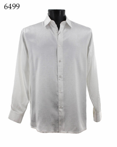Bassiri Tone-on-Tone Long Sleeve Button Down Casual Printed Shirt 6499