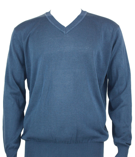Bassiri Long Sleeve V‑Neck Sweater Style 627 Marine