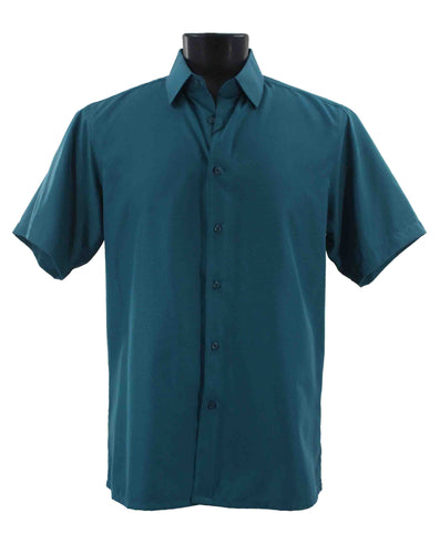 Bassiri Tone-on-Tone Short Sleeve Shirts Teal