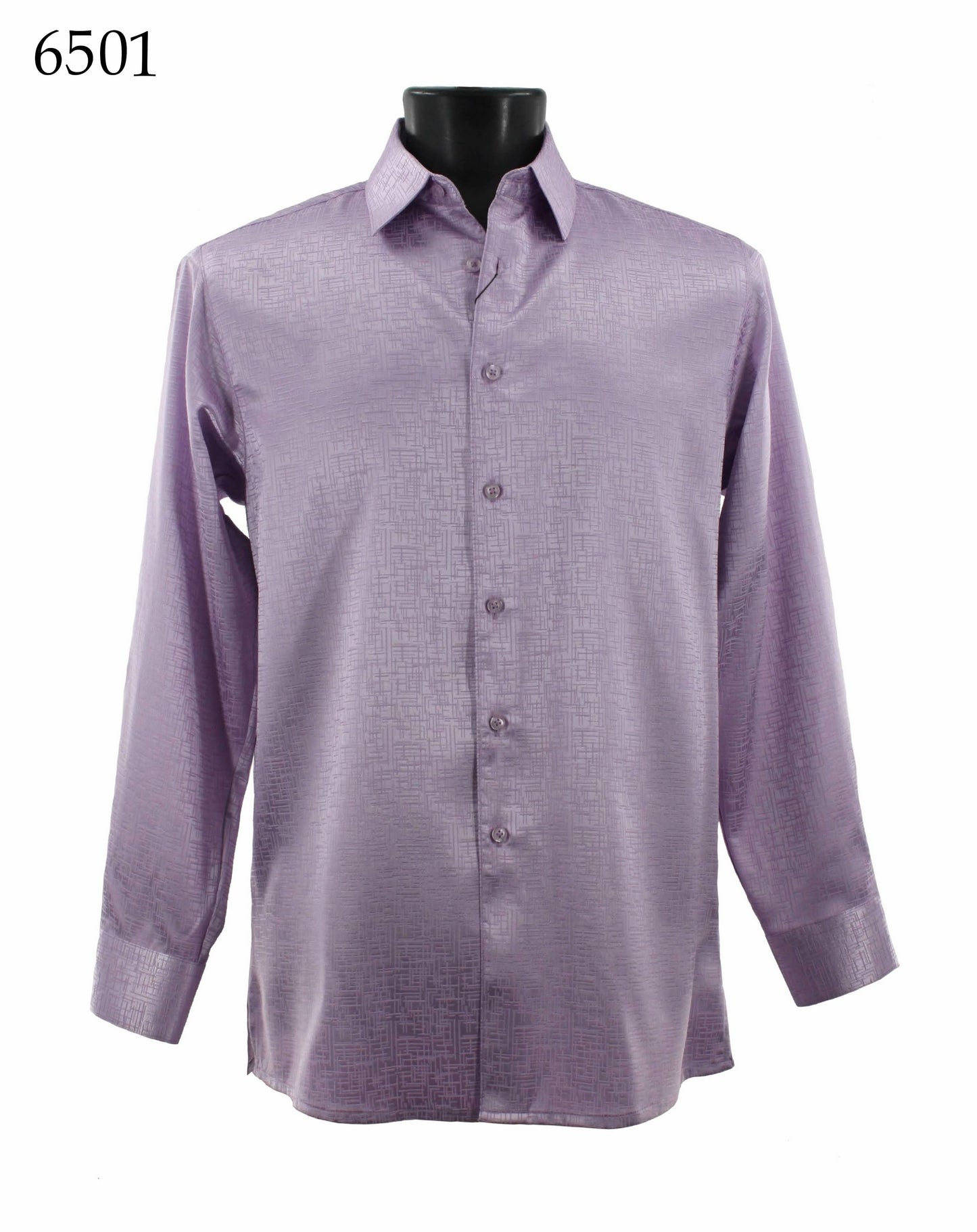 Bassiri Tone-on-Tone Long Sleeve Button Down Casual Printed Shirt 6501