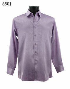 Bassiri Tone-on-Tone Long Sleeve Button Down Casual Printed Shirt 6501