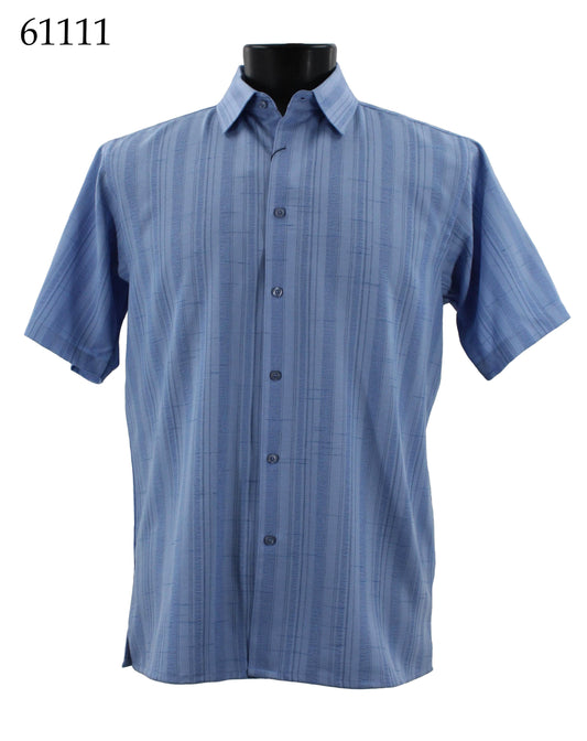 Bassiri Tone-on-Tone Short Sleeve Shirts 61111