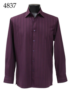 Bassiri Tone-on-Tone Long Sleeve Button Down Casual Printed Shirt 4837