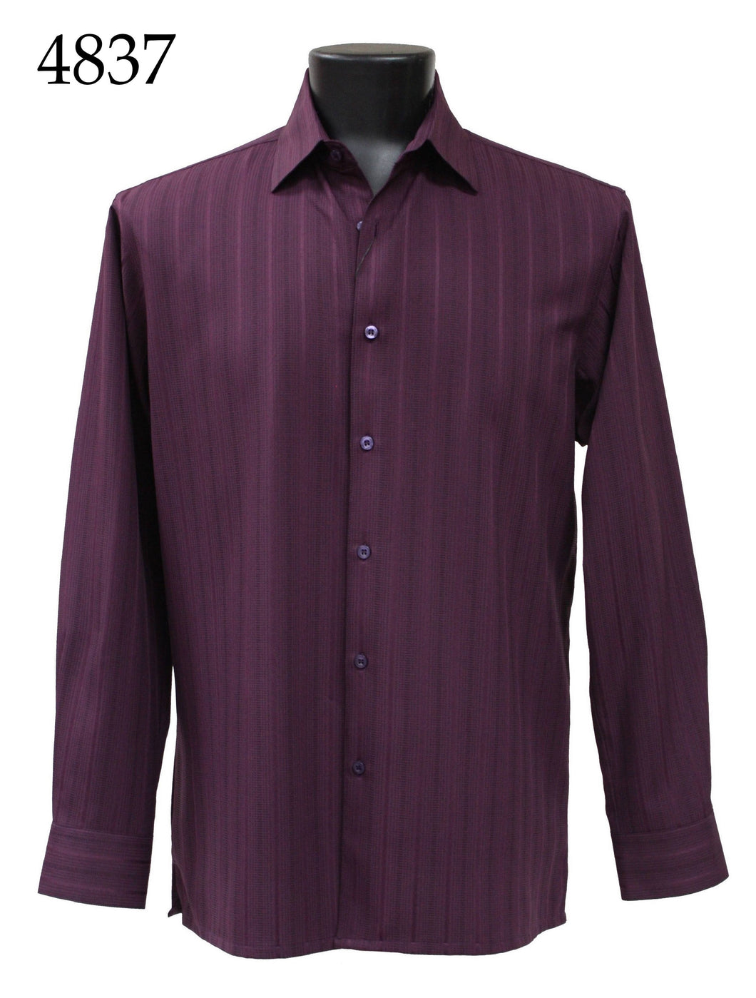 Bassiri Tone-on-Tone Long Sleeve Button Down Casual Printed Shirt 4837