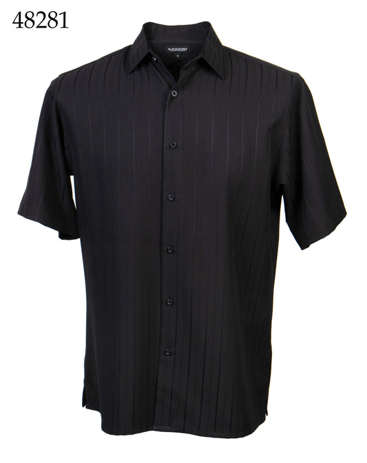 Bassiri Tone-on-Tone Short Sleeve Shirts 48281