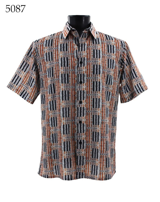 Bassiri Short Sleeve Button Down Casual Printed Shirts 5087