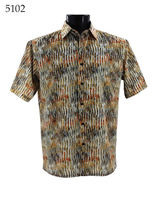 Bassiri Short Sleeve Button Down Casual Printed Shirts 5102