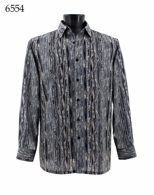 Bassiri Long Sleeve Button Down Casual Printed Shirts 6554