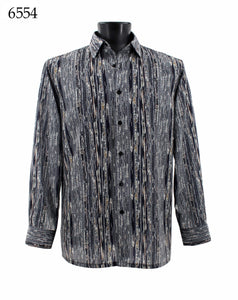 Bassiri Long Sleeve Button Down Casual Printed Shirts 6554