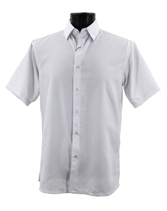 Bassiri Tone-on-Tone Short Sleeve Shirts White