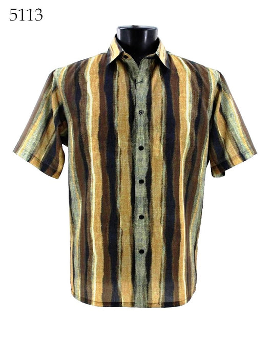 Bassiri Short Sleeve Button Down Casual Printed Shirts 5113