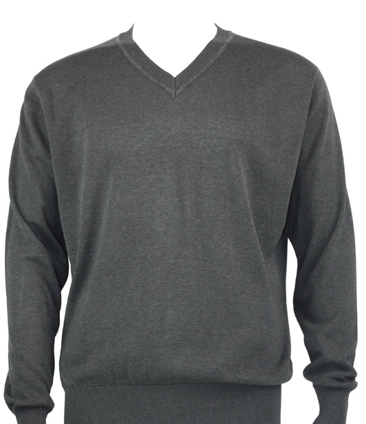 Bassiri Long Sleeve V‑Neck Sweater Style 627 Smoke