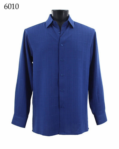 Bassiri Tone-on-Tone Long Sleeve Button Down Casual Printed Shirt 6010