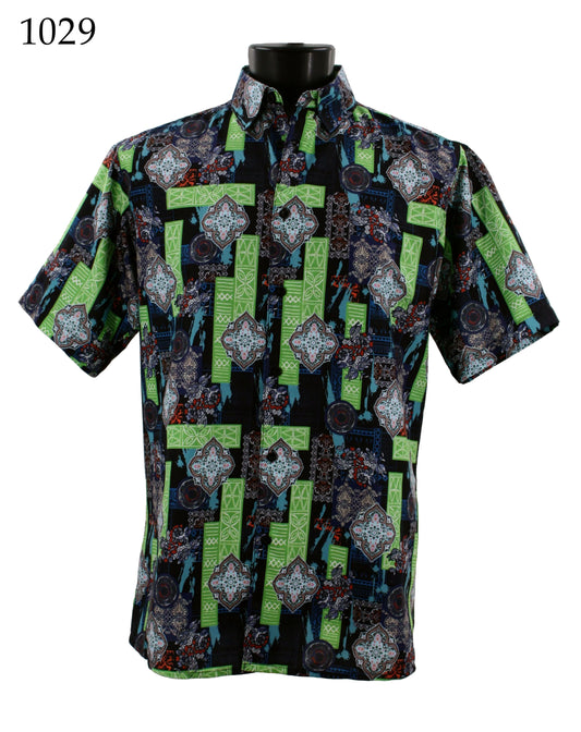 Bassiri Short Sleeve Button Down Casual Printed Shirts 1029